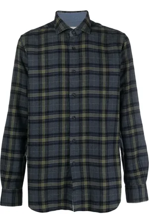 Xacus Tartan-check felted-finish shirt