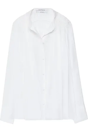 Another Tomorrow Organic-cotton gathered voile blouse