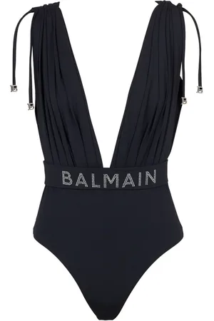 Balmain Logo-embellished draped-detailing swimsuit