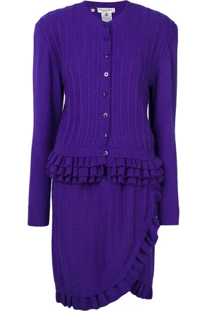Dior 1990s ruffle-trim knitted skirt suit