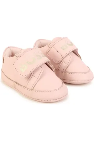 HUGO BOSS Logo-lettering leather slippers