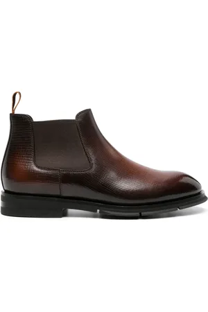 santoni Textured leather chelsea boots