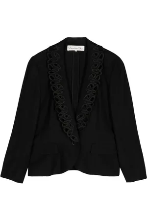 Dior Embroidered-trim single-breasted blazer