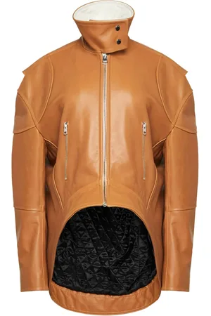 J.W.Anderson Curved-hem high-neck leather jacket