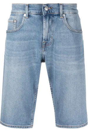 7 for all Mankind Light-wash cotton denim shorts