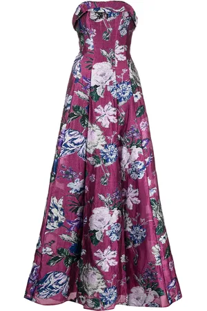 Marchesa Notte Floral fil-coupé gown