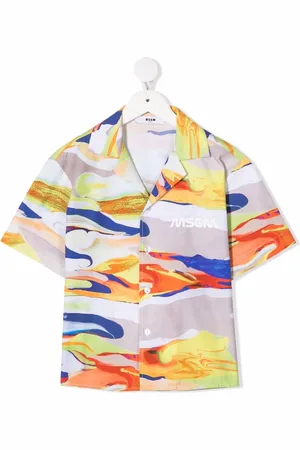 Msgm Fluid-print Cuban shirt