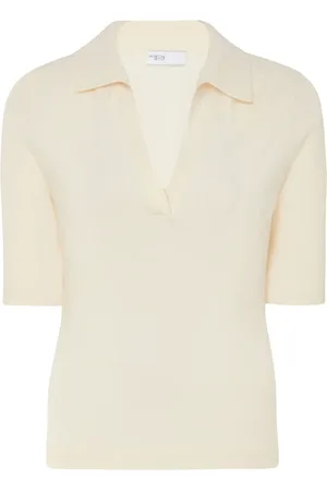 ROSETTA GETTY Open-neck knitted polo top
