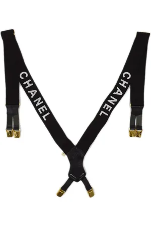 CHANEL 1990-2000s logo-jacquard suspenders