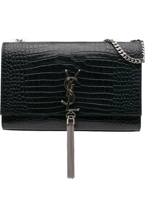 Saint Laurent 2018 Medium Croc Embossed Leather Kate Tassel crossbody bag