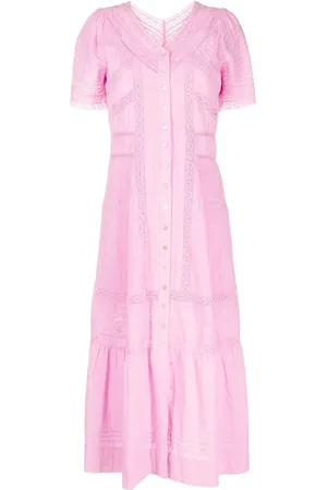 LOVESHACKFANCY Embroidery-detail ruffled midi dress