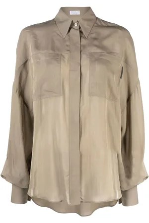 Brunello Cucinelli Semi-sheer long-sleeve blouse