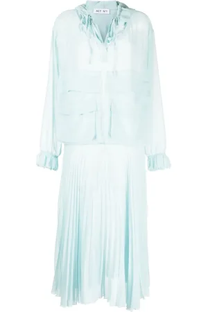 ACT N°1 Pleated long-sleeve organza dress
