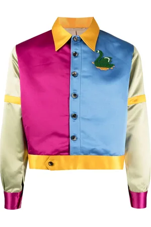 BODE Semestral colour-block satin bomber jacket