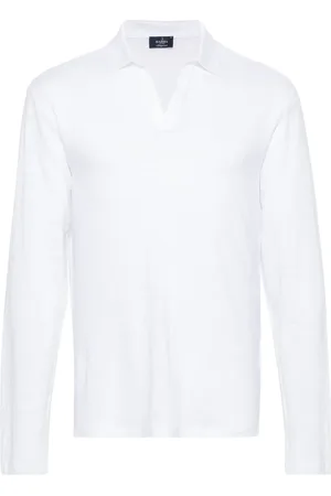 BARBA Long-sleeve linen polo shirt