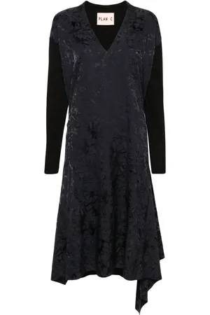 Plan C Draped jacquard midi dress