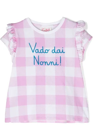 MC2 SAINT BARTH Slogan-embroidered plaid-check T-shirt