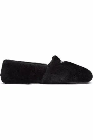 Prada Logo shearling slippers