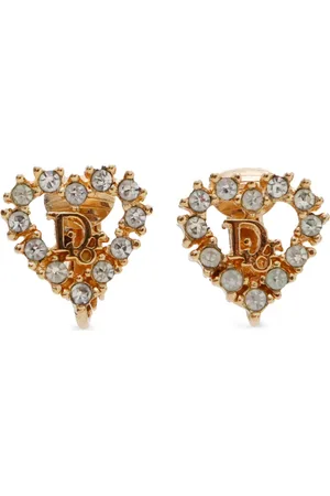 Dior Heart rhinestone-embellishment clip-on earrings