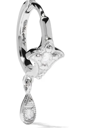 DE JAEGHER 18kt white gold Lily Flower diamond single hoop