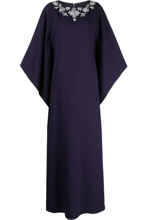 Marchesa Notte Crystal-embellished long-sleeve maxi dress