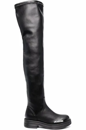 Moschino Logo-print knee-high boots
