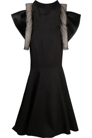 Bazza Alzouman Off-shoulder satin fishtail gown