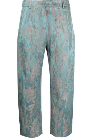 ALBERTO BIANI Floral-jacquard cropped trousers