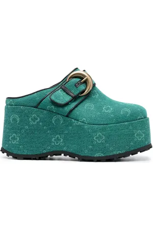 Marine Serre Regenerated denim monogram clogs