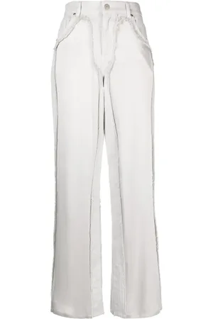 BLUMARINE High-waist satin-panelled jeans