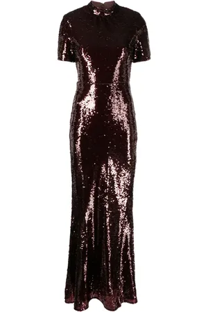 Self-Portrait Sequin-embellished short-sleeve maxi dress