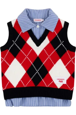 Charles Jeffrey Loverboy Argyle-motif sweater