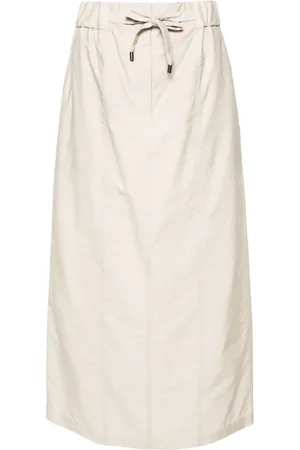 Brunello Cucinelli Drawstring seamed midi skirt