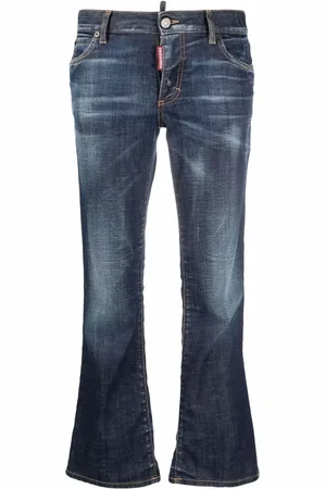 Dsquared2 Bleach-effect distressed kick-flare cropped jeans