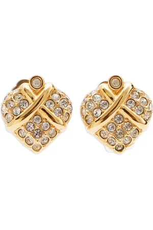 Dior Rhinestone-embellished stud clip-on earrings