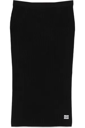 Miu Miu Intarsia-logo midi skirt