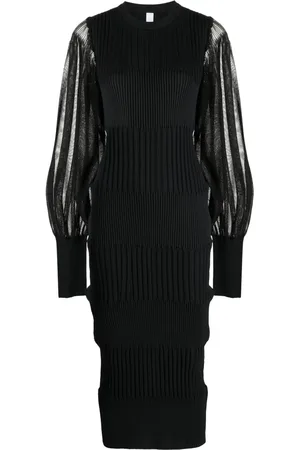 CFCL Long sheer-sleeves ribbed midi dress