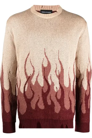 Vision Of Super Flame-print distressed-finish jumper