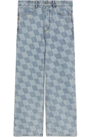 Ader Error Checkerboard-print straight-leg jeans