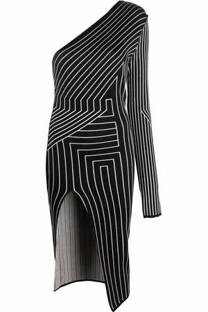 Rick Owens Geometric stripe one-shoulder dress