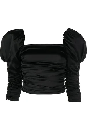 ALICE+OLIVIA Katrice ruched puff-sleeve top