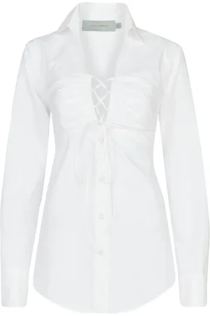 Silvia Tcherassi Dileta ruched lace-up blouse