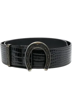 Moschino 2000 horseshoe crocodile-effect leather belt