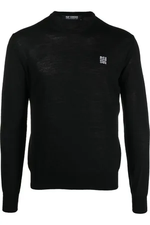 RAF SIMONS Logo-embroidered fine-knit merino jumper