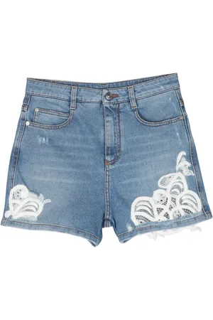 ERMANNO SCERVINO Lace-panelling denim mini shorts