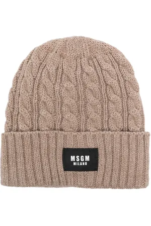 Msgm Logo-appliqué cable-knit beanie
