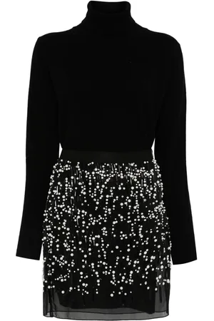 Elisabetta Franchi Embroidered roll-neck dress
