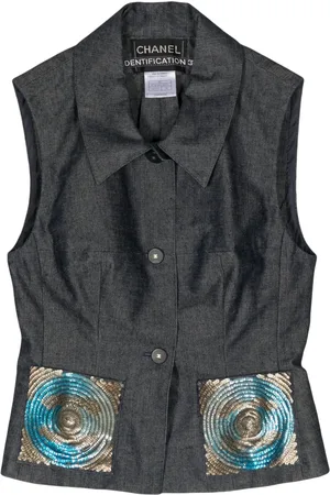 CHANEL 2000 sequin-embellished denim vest