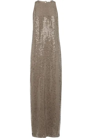 Brunello Cucinelli Sequinned silk column maxi dress