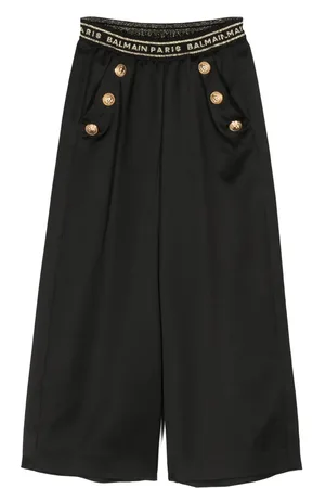 Balmain Wide-leg logo-waistband trousers
